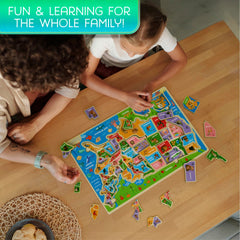 Montessori Mama USA Map Puzzle highlights capitals and landmarks for curious minds and memory building.