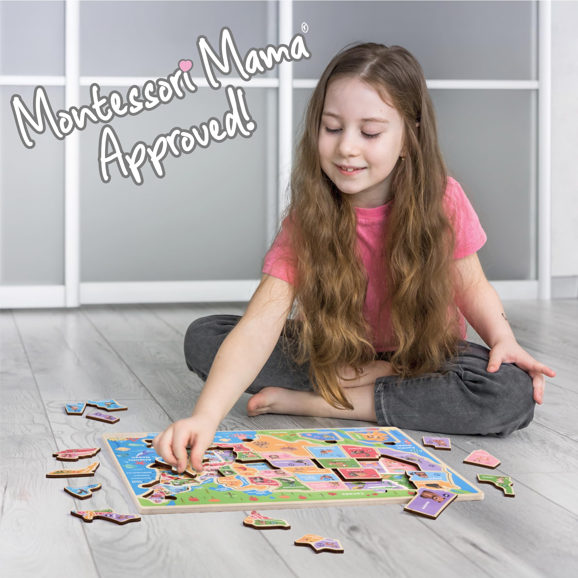 Montessori Mama USA Map Puzzle is portable, perfect for travel and playdates.