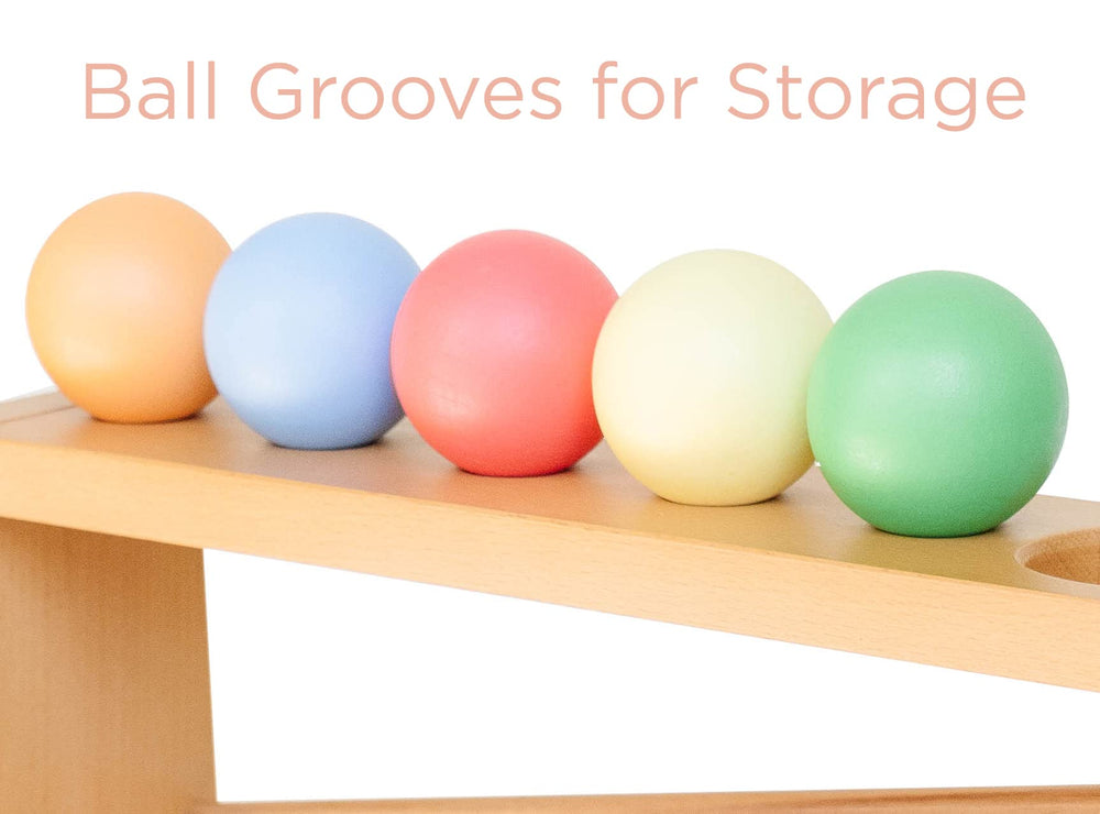 Montessori & Me ball tracker durable rubberwood highlights natural texture and durability