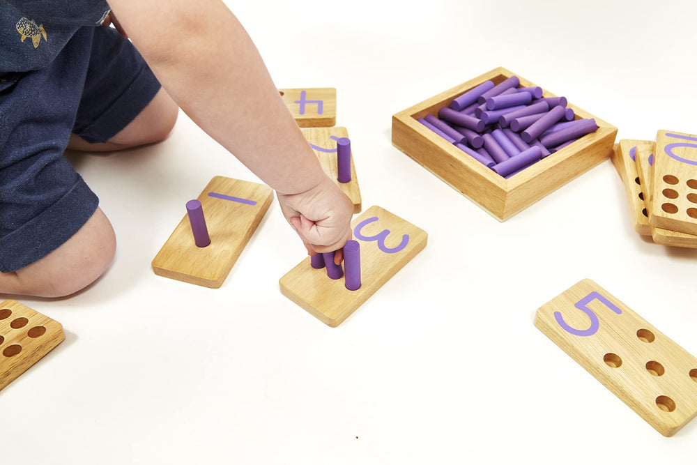 Montessori & Me Counting Peg Board smooth child safe finish for gentle handling.