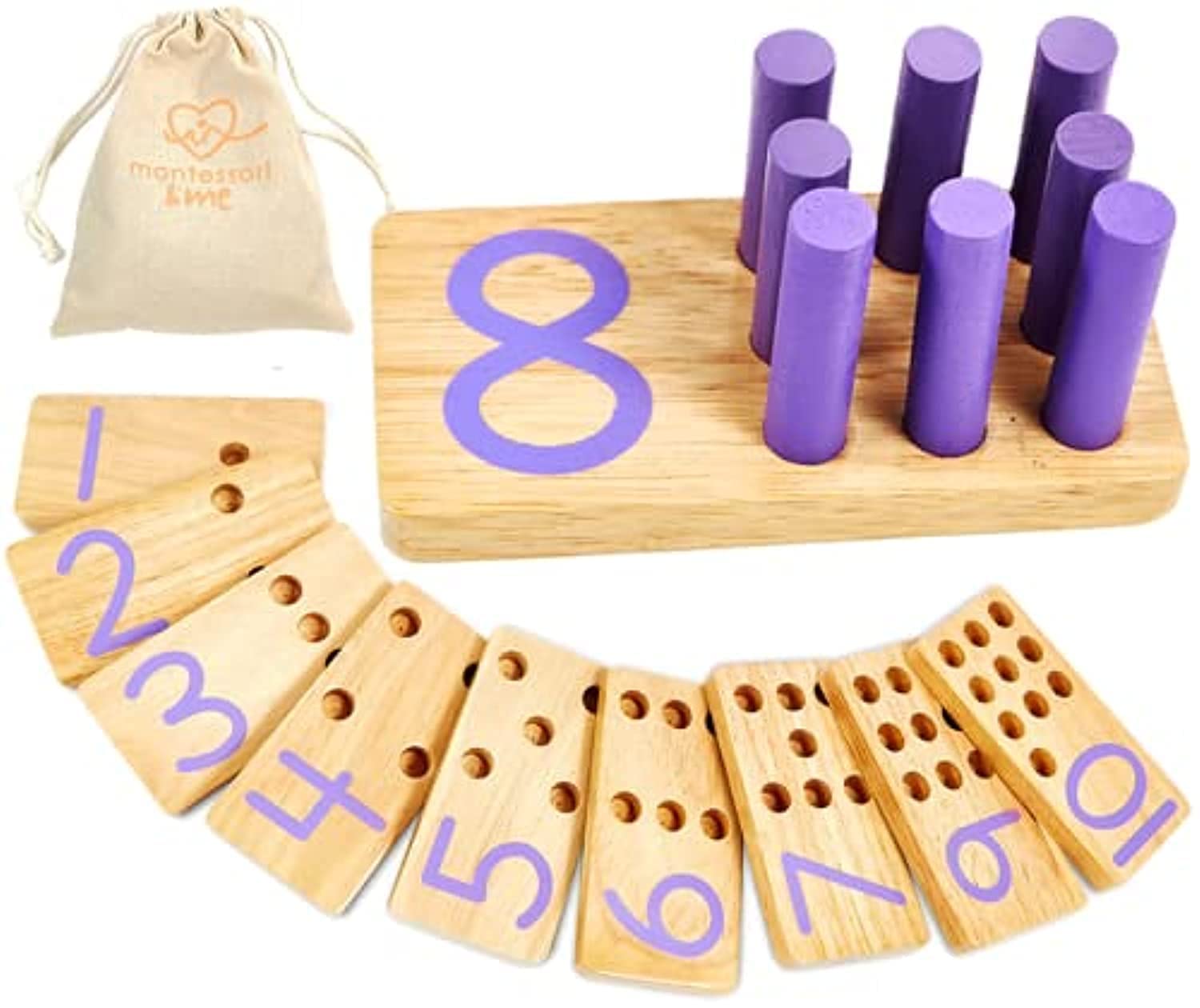 Montessori & Me Counting Peg Board wood boards enable tactile number learning.