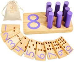 Montessori & Me Counting Peg Board wood boards enable tactile number learning.