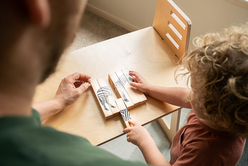 Montessori & Me toddler learning activities puzzle supports memory and language.
