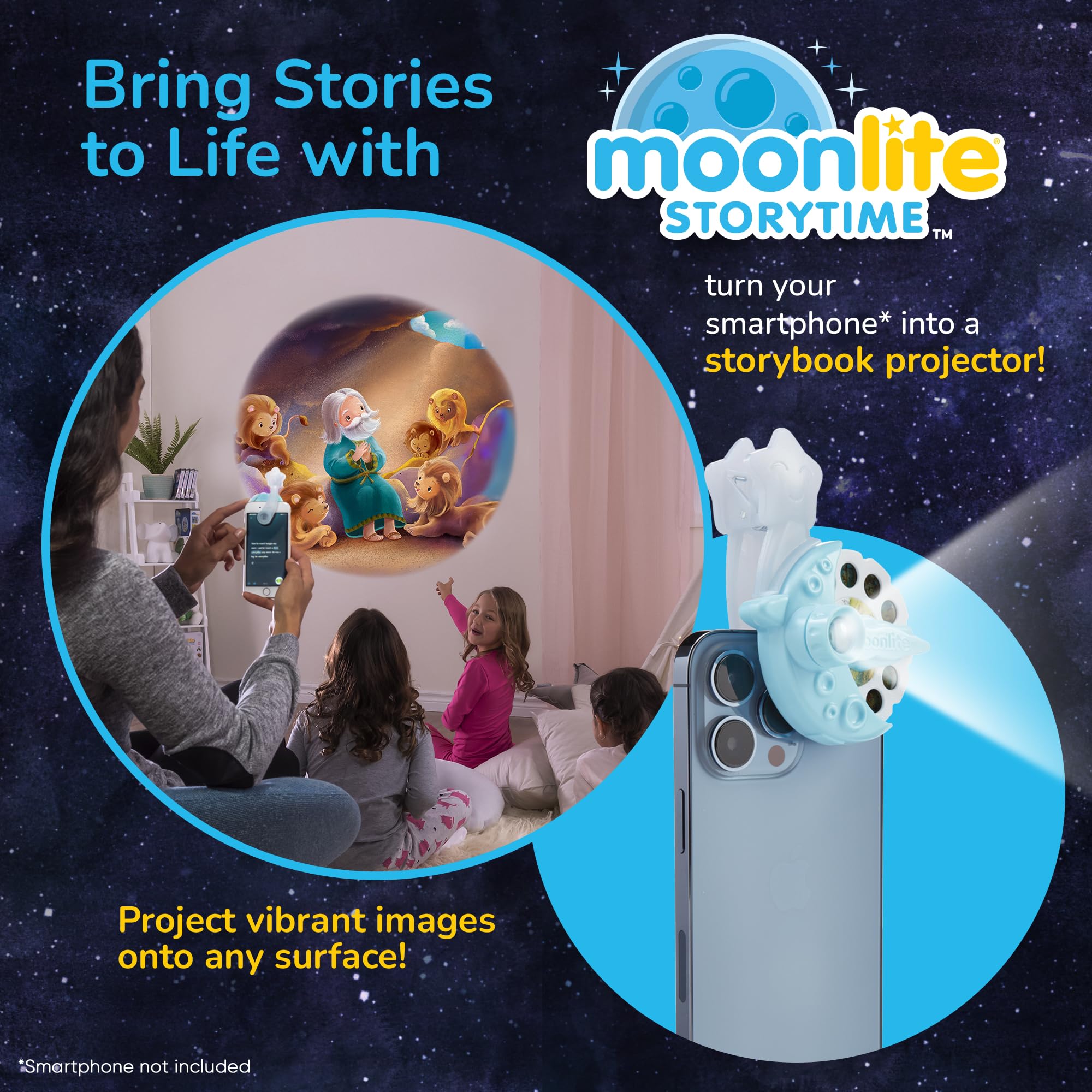 Moonlite Lions Don't Lie story reel projector enhances imaginative play and learning