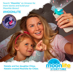 Moonlite Storytime Mini digital library UI with growing story collection