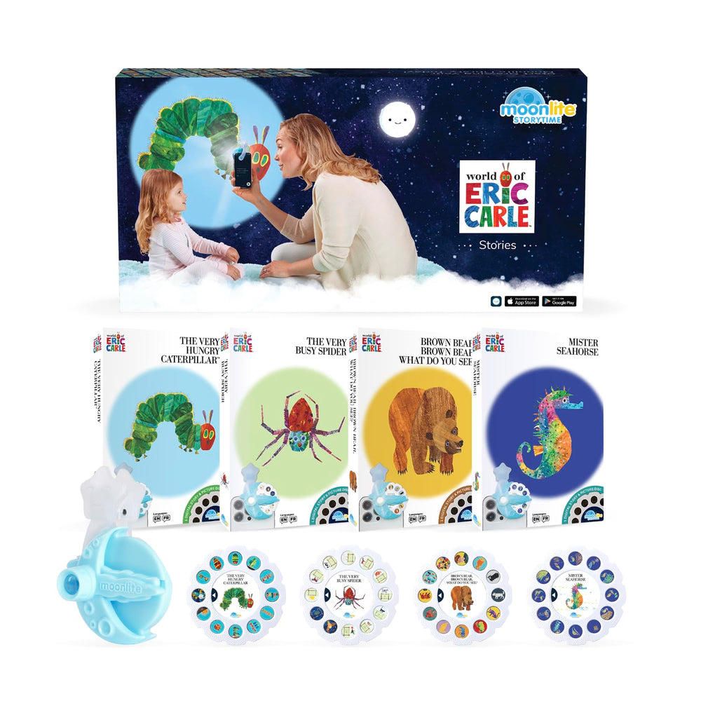 Moonlite Storytime Mini Projector front view for cozy family storytelling moments