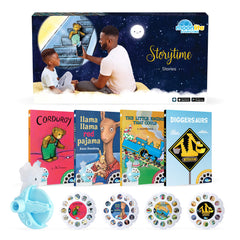 Moonlite Storytime Mini projector on wall for immersive storytelling