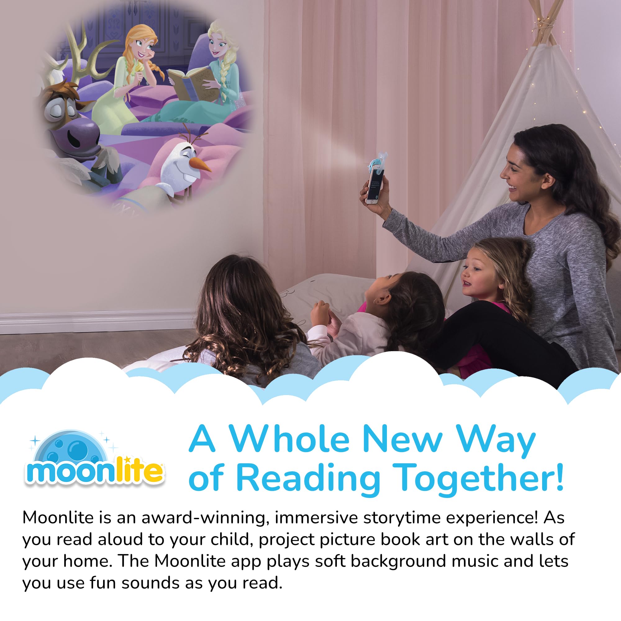 Moonlite Storytime Reels app sound effects to enrich listening experiences.