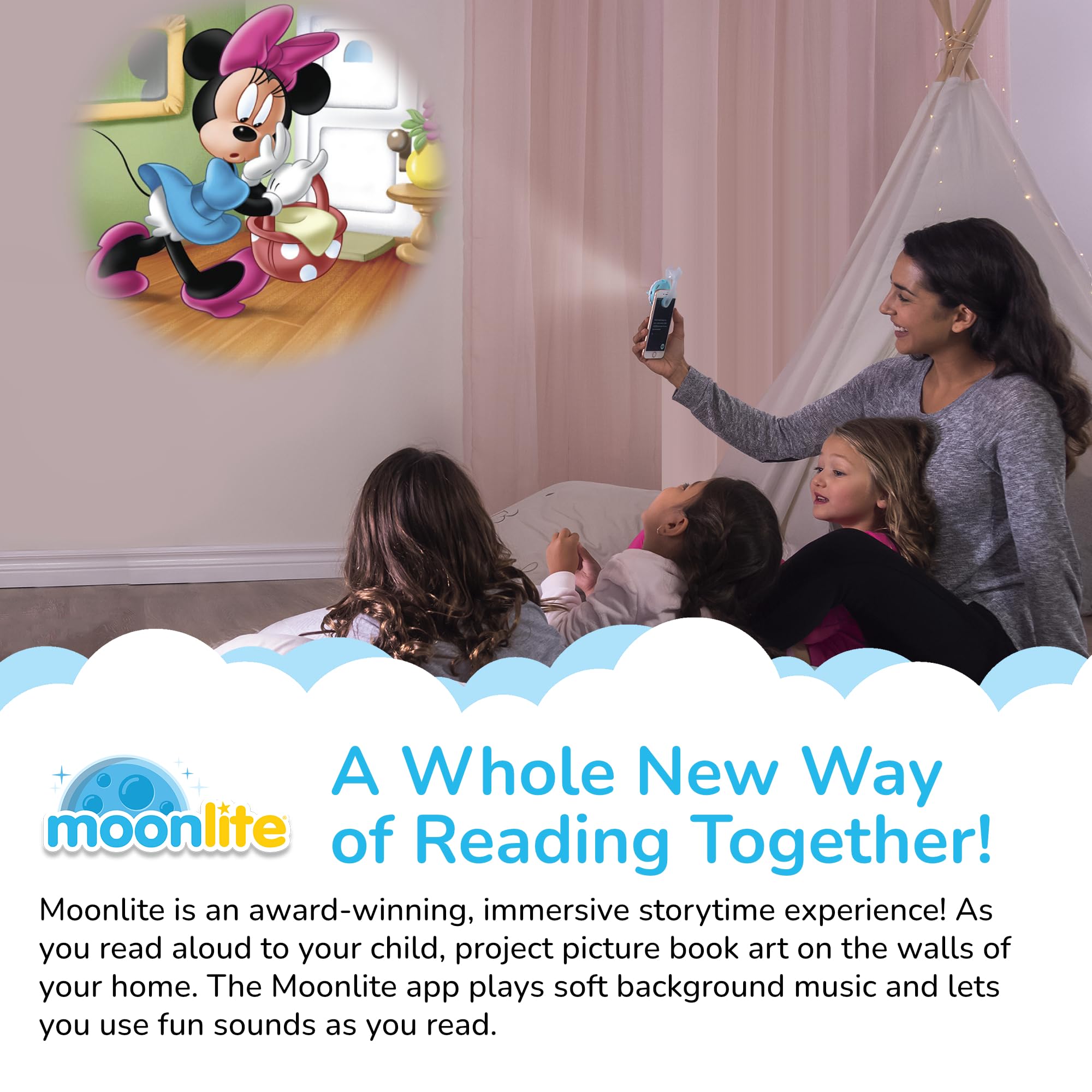 Moonlite Storytime Reels paired with projector offers an interactive toddler gift option.