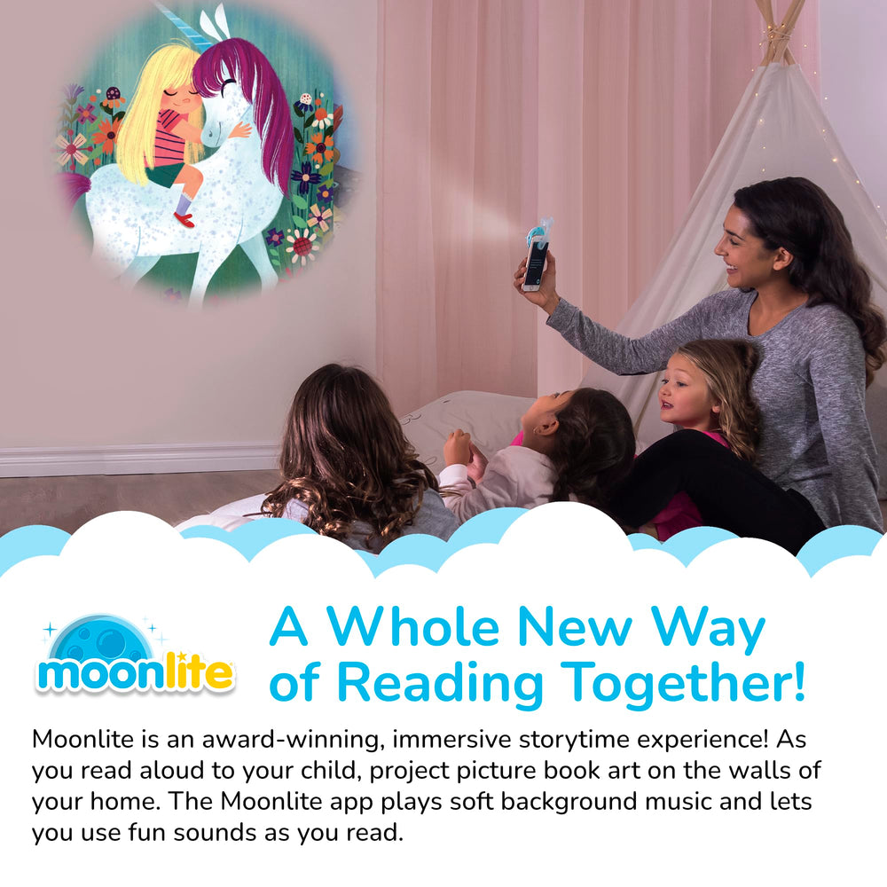 Moonlite Storytime Reels paired with a projector create interactive learning moments.