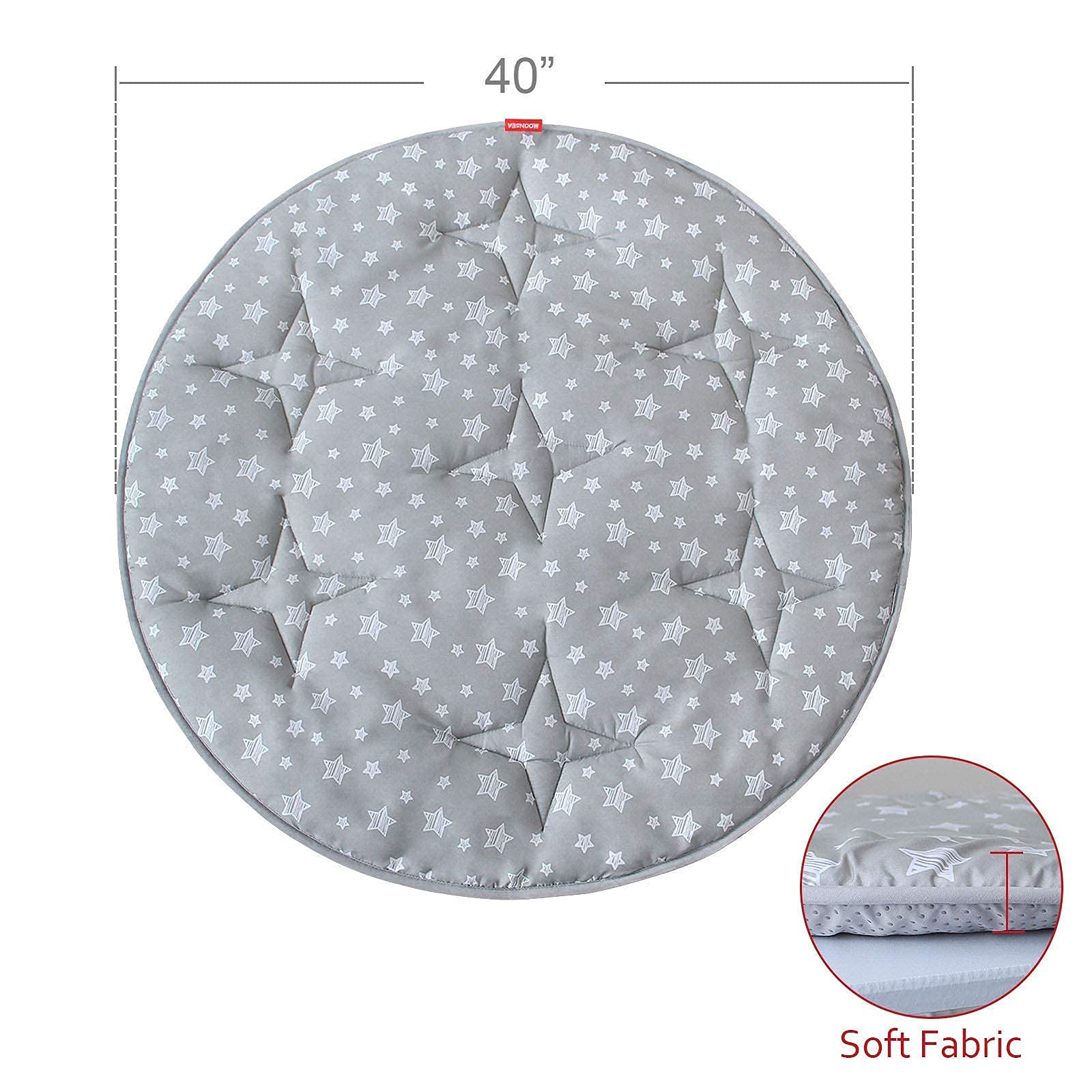 Moonsea round kids floor mat with soft surface for crawling and tummy time.
