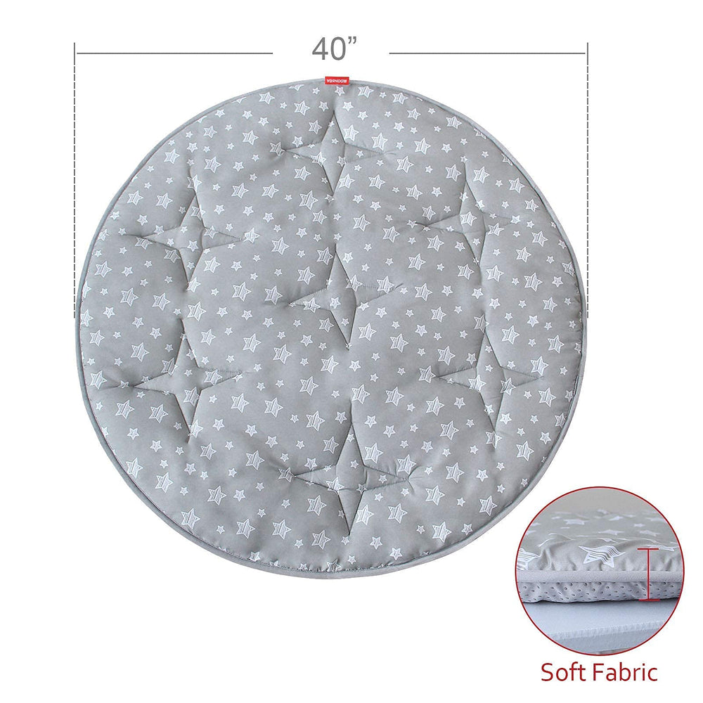 Moonsea round kids floor mat with soft surface for crawling and tummy time.