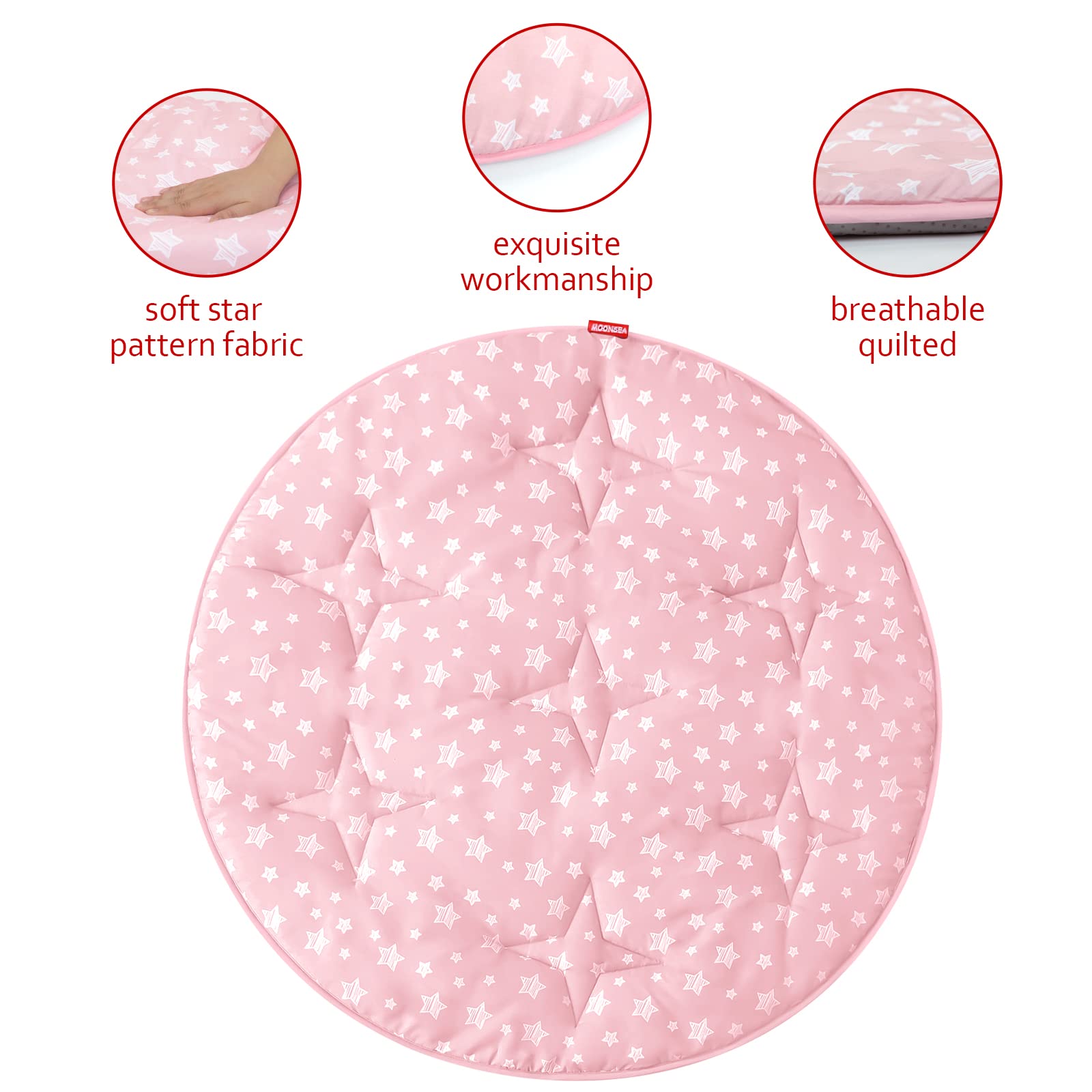 Moonsea Round Play Mat with pop-up tent ready for quick setup and cozy corners