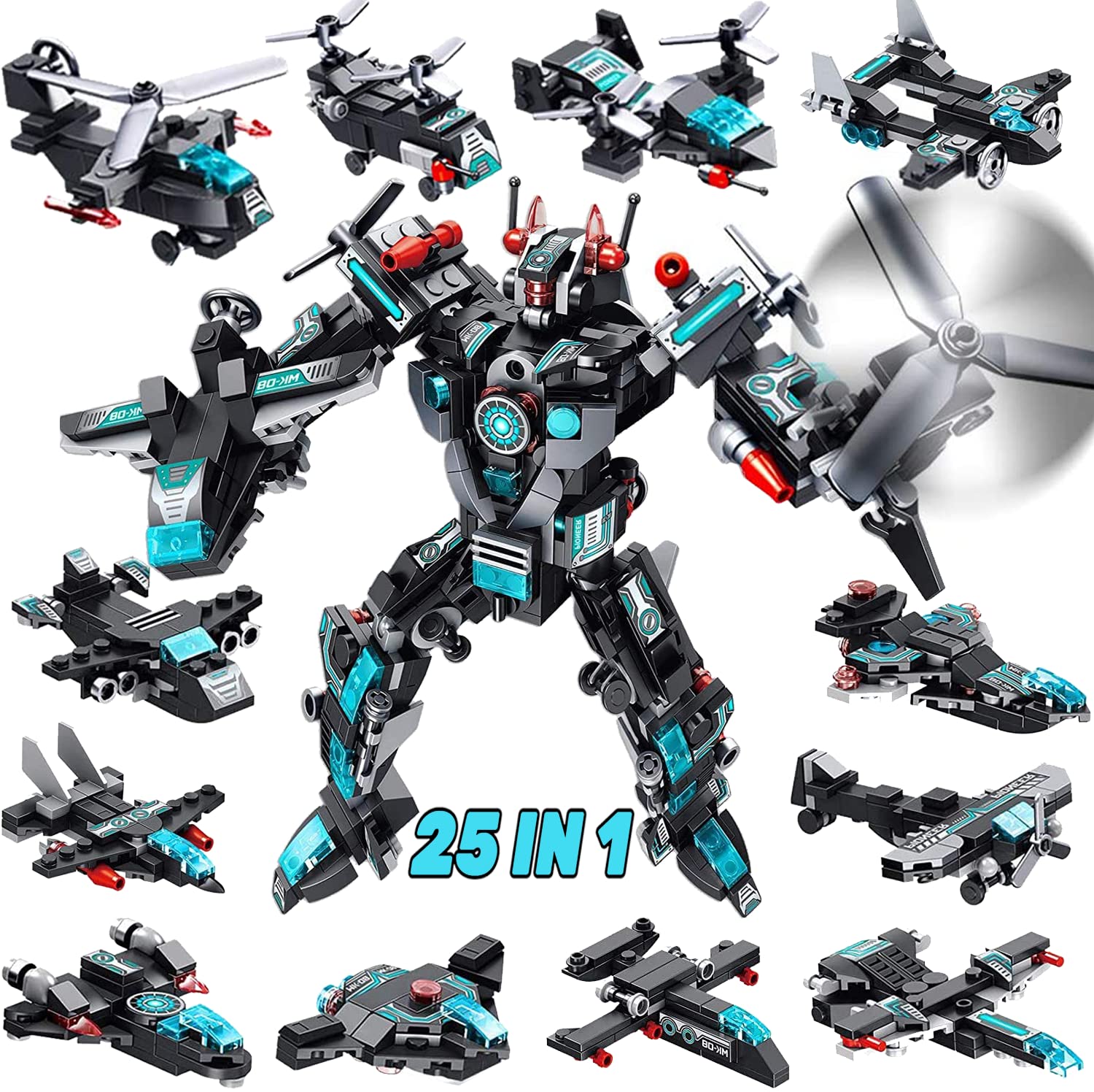 MOONTOY 577pcs STEM robot space fighters showcase versatility for creative play and STEM learning
