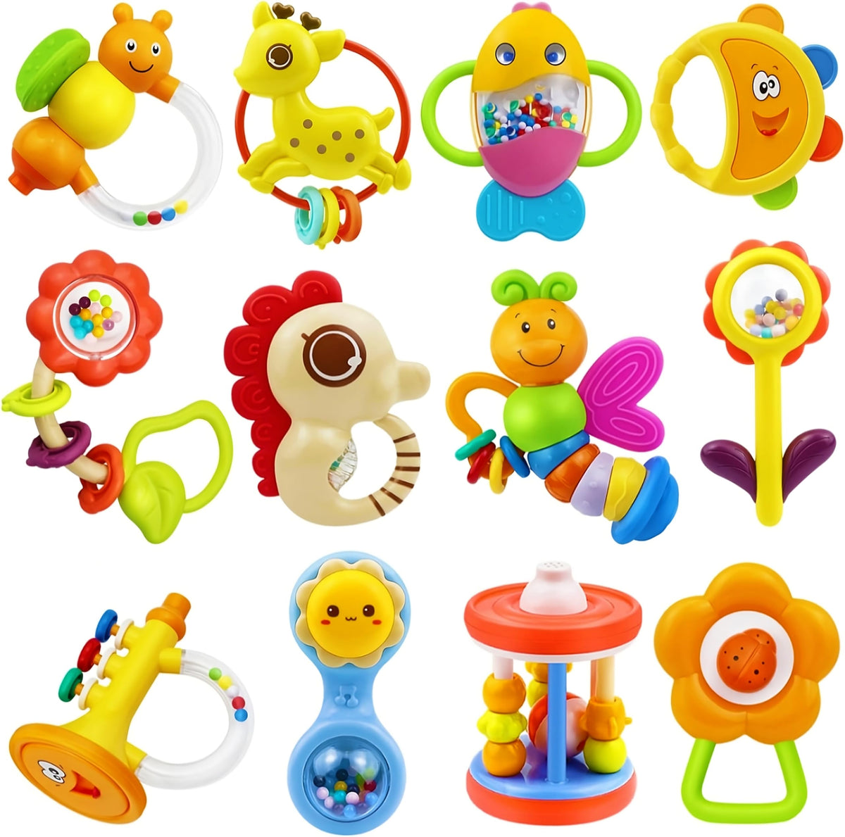 MOONTOY bee rattle teether promoting fine motor play and gentle teething