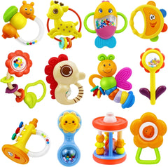MOONTOY bee rattle teether promoting fine motor play and gentle teething