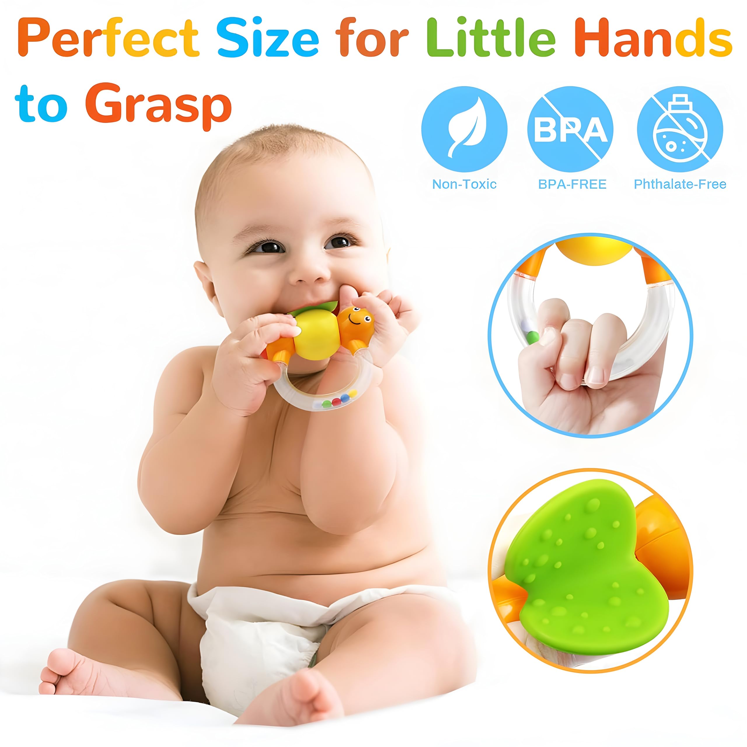 MOONTOY butterfly rattle teether encourages grasping and tracking