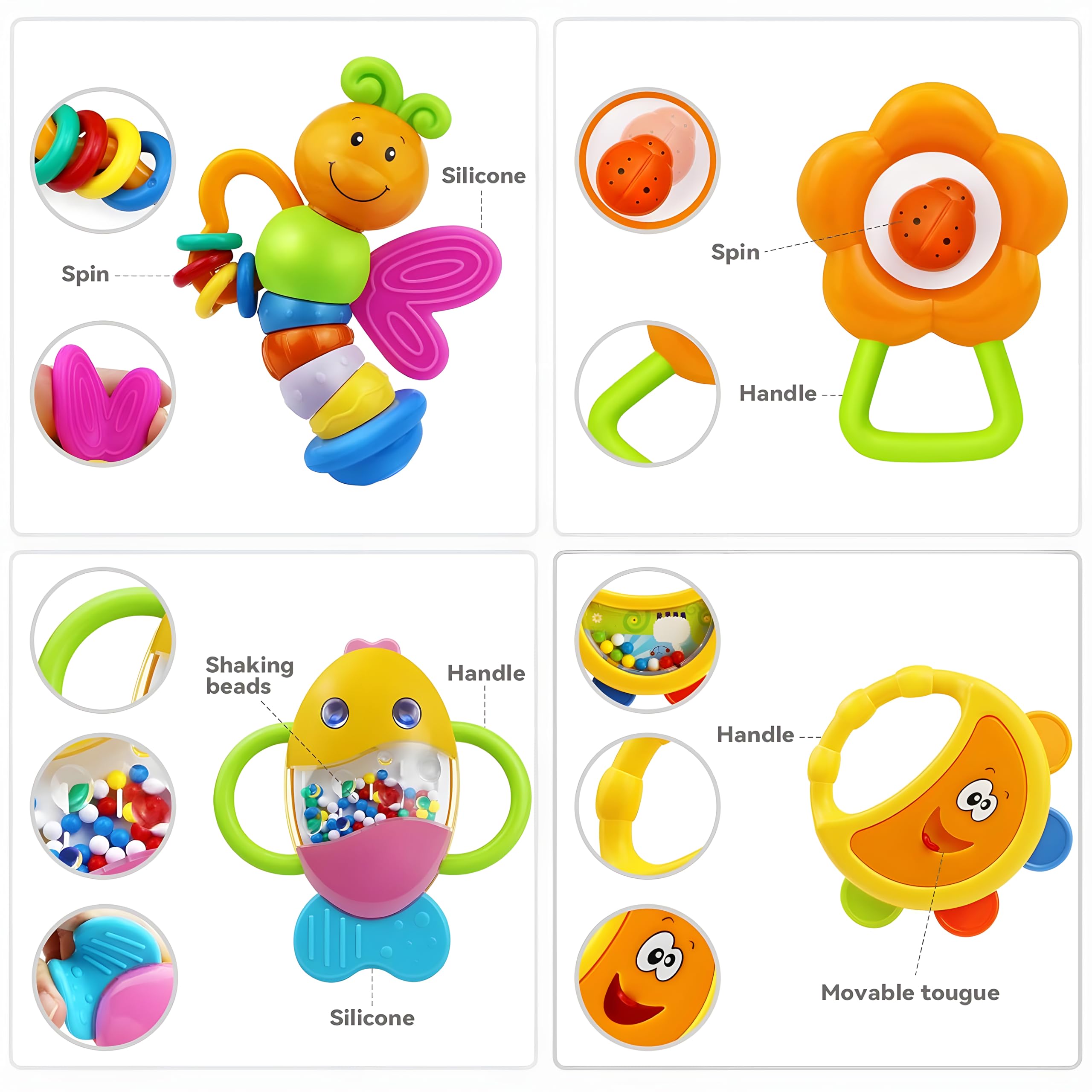 MOONTOY deer rattle teether enhances grip and sensory tracking