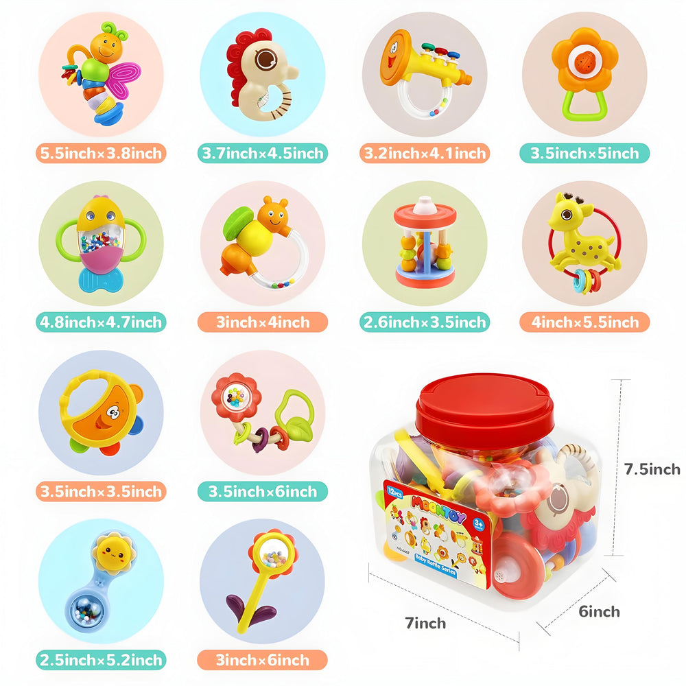 MOONTOY owl rattle teether supports curiosity and motor development