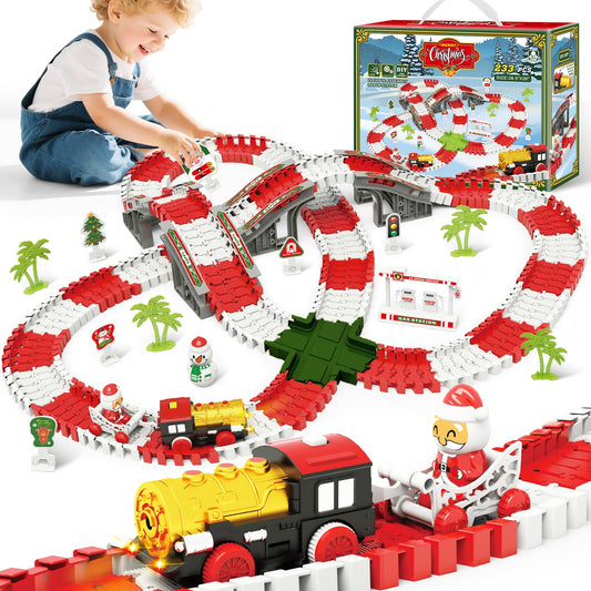 MOONTOY Christmas construction race tracks with flexible layout options for endless holiday play