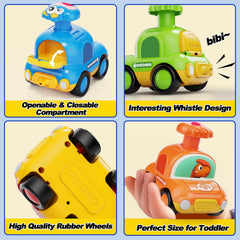 MOONTOY Dinosaur Car head-press action simple responsive play for tiny hands.