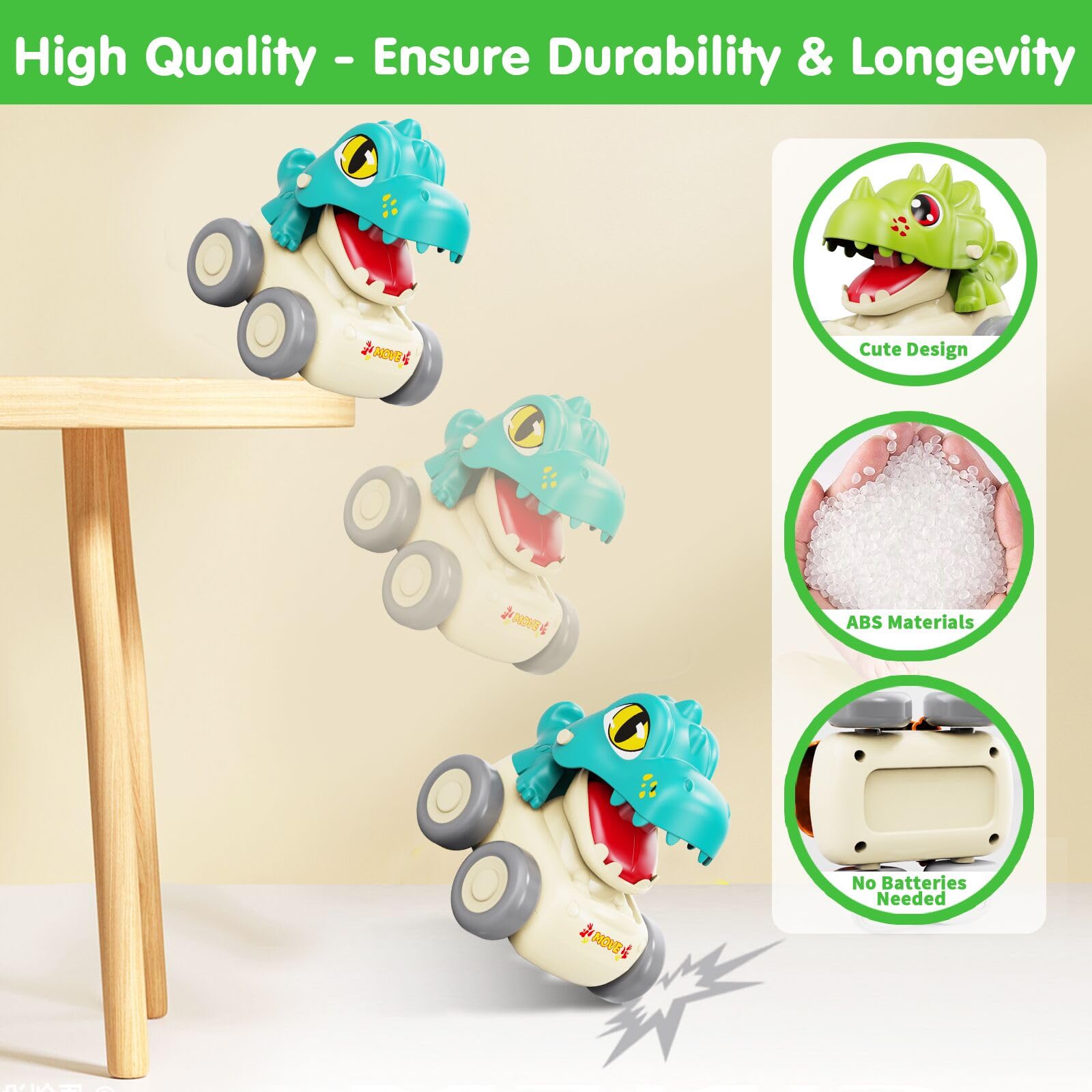 MOONTOY dinosaur car baby-friendly design with rounded edges