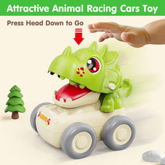 MOONTOY dinosaur car front view with bright colors for early learning