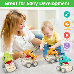 MOONTOY dinosaur car side view shows compact size for small hands