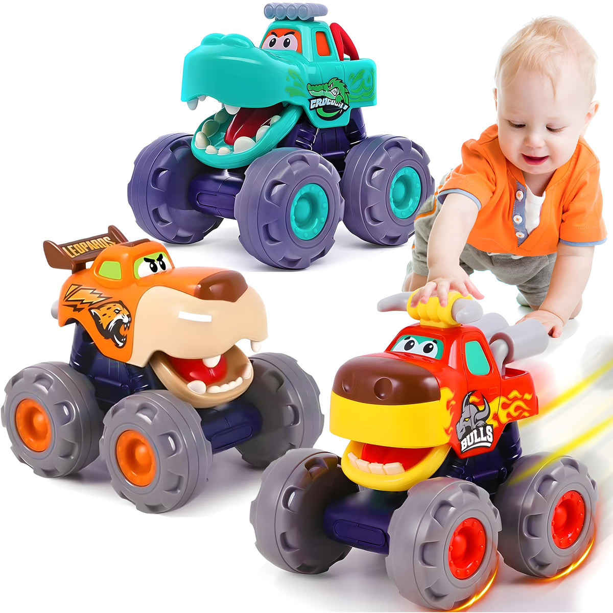 MOONTOY leopard pull-back monster truck for toddlers' active play