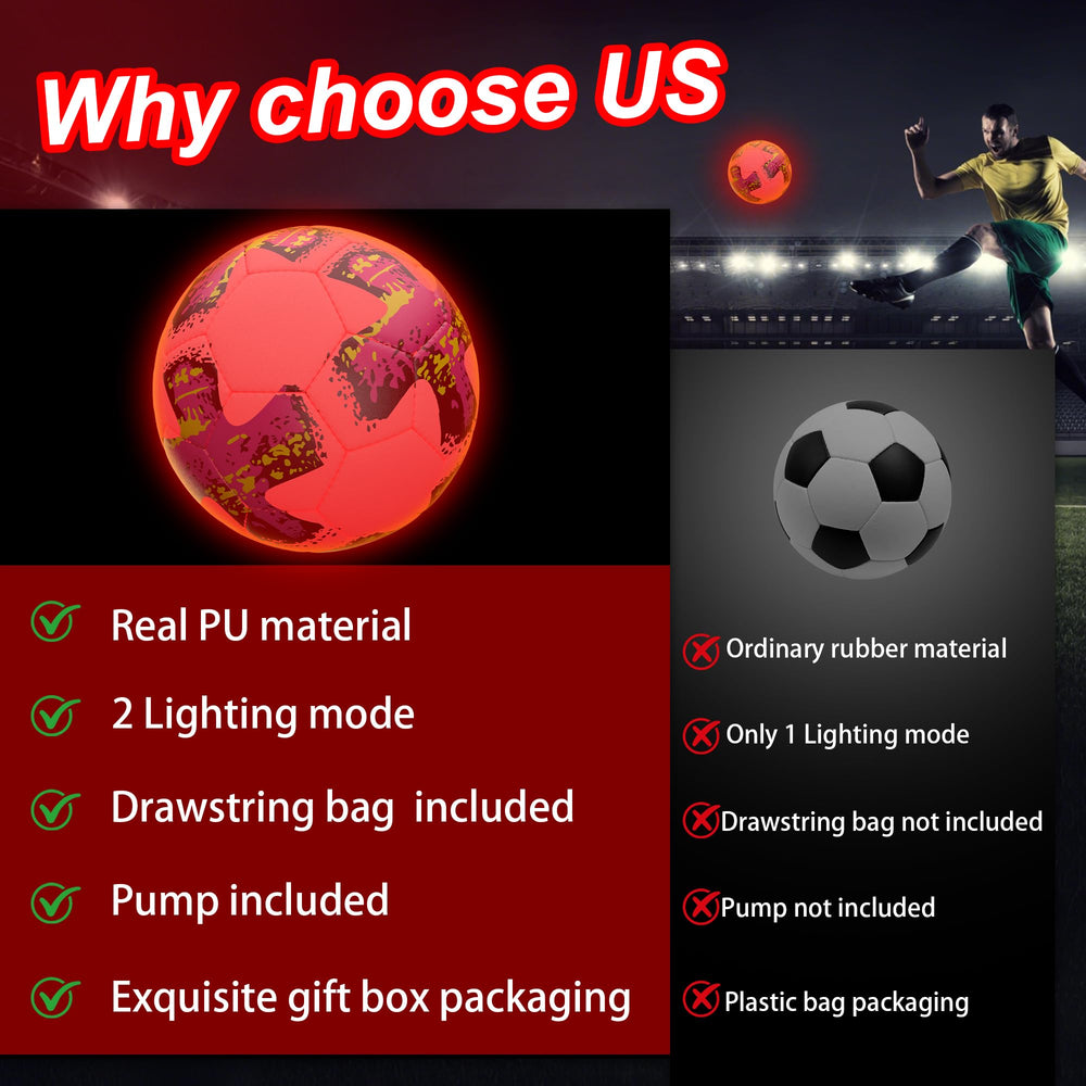 MOONTOY light-up soccer ball close-up shows LED glow effects