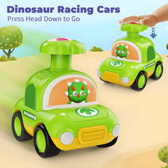 MOONTOY Press Go Dinosaur Car red bright colors spark imaginative play.