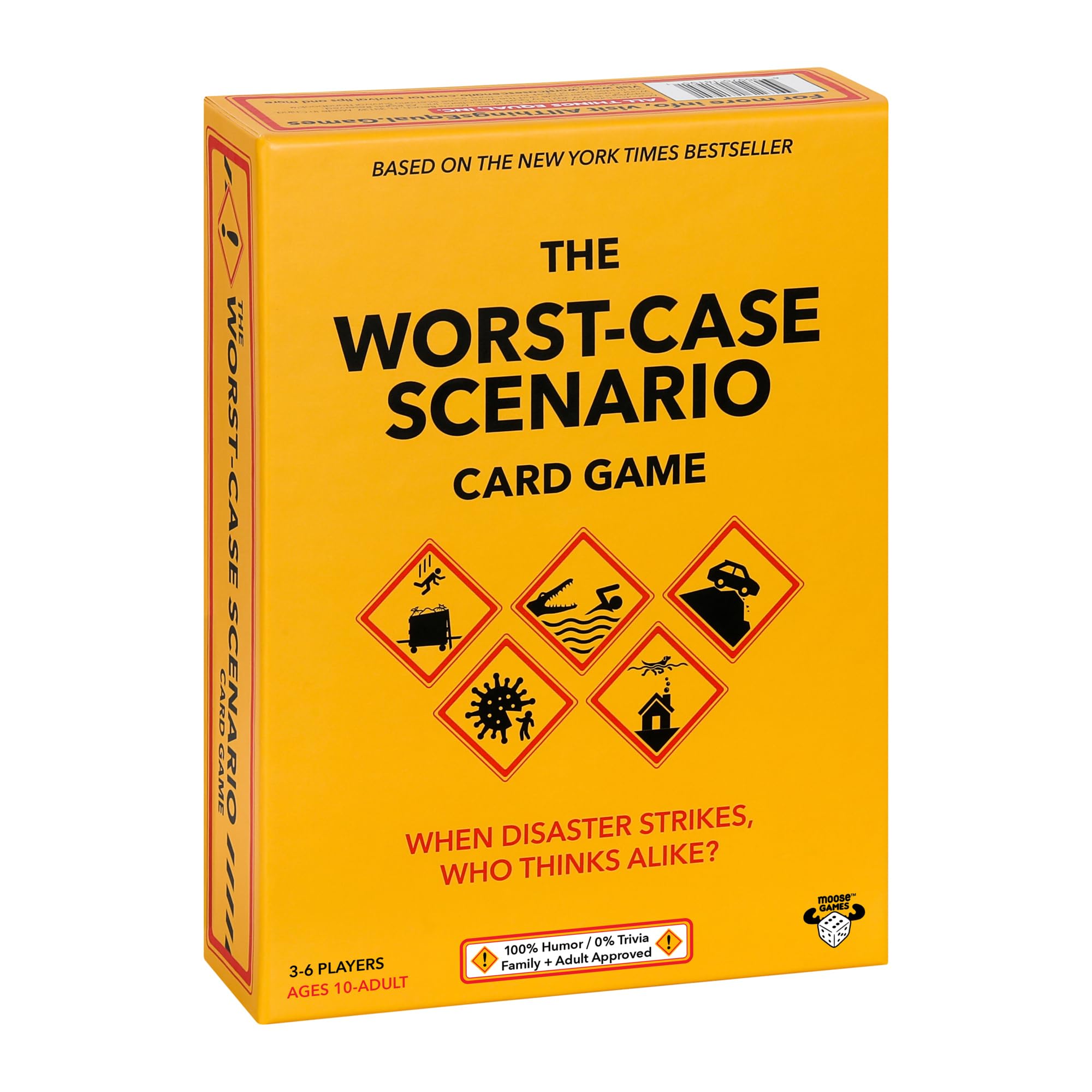 Moose Worst-Case Scenario Card Game pack shot for family game night fun.
