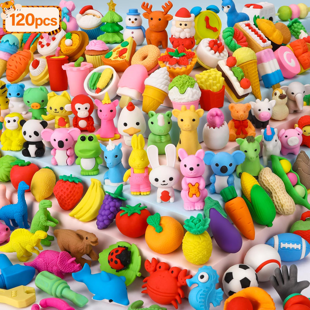 Moosia animal erasers set with tiny 3D figures for playful classroom rewards