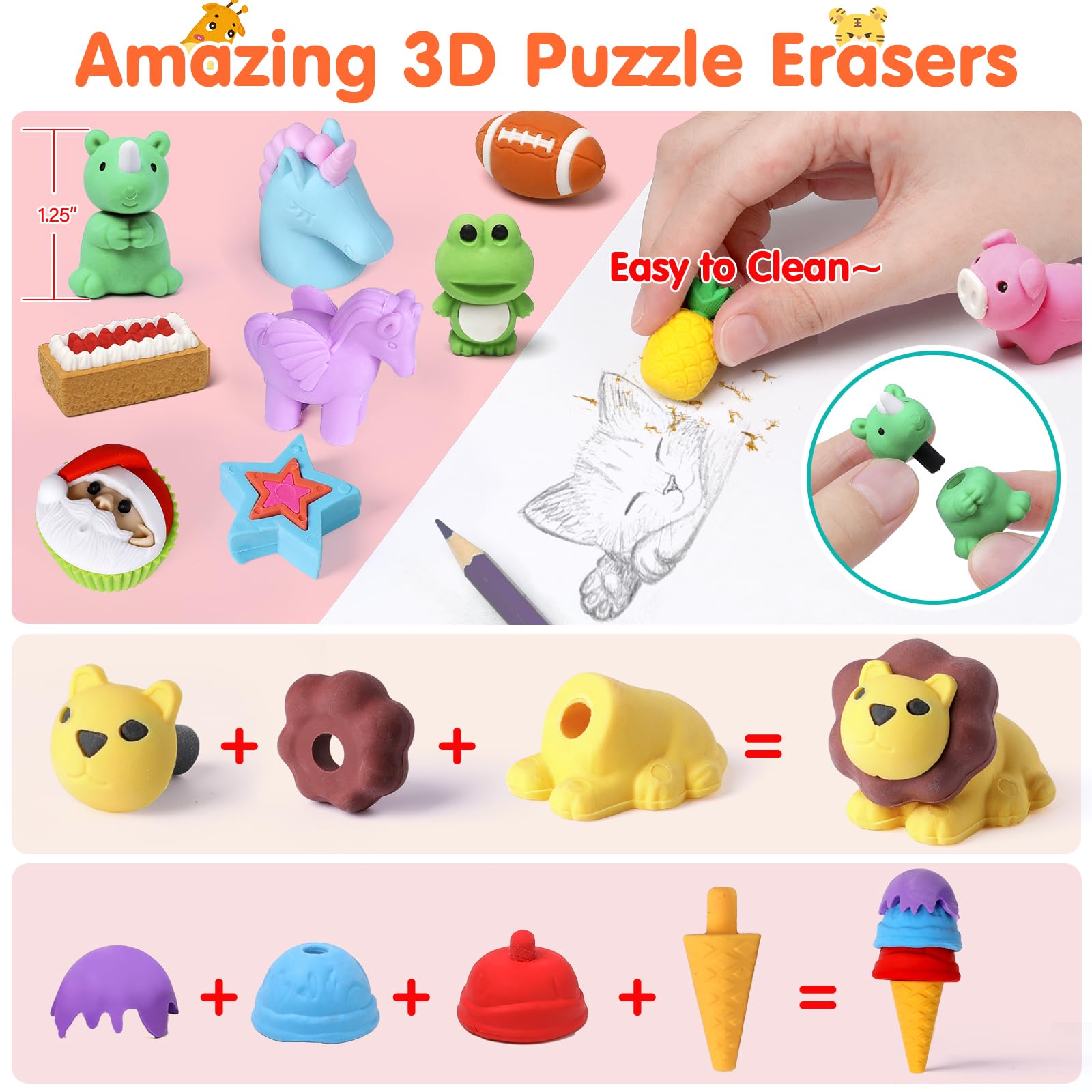 Moosia party favors erasers perfect for stocking stuffers and loot bags
