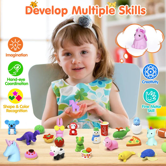 Moosia puzzle take-apart erasers designed for hands-on learning