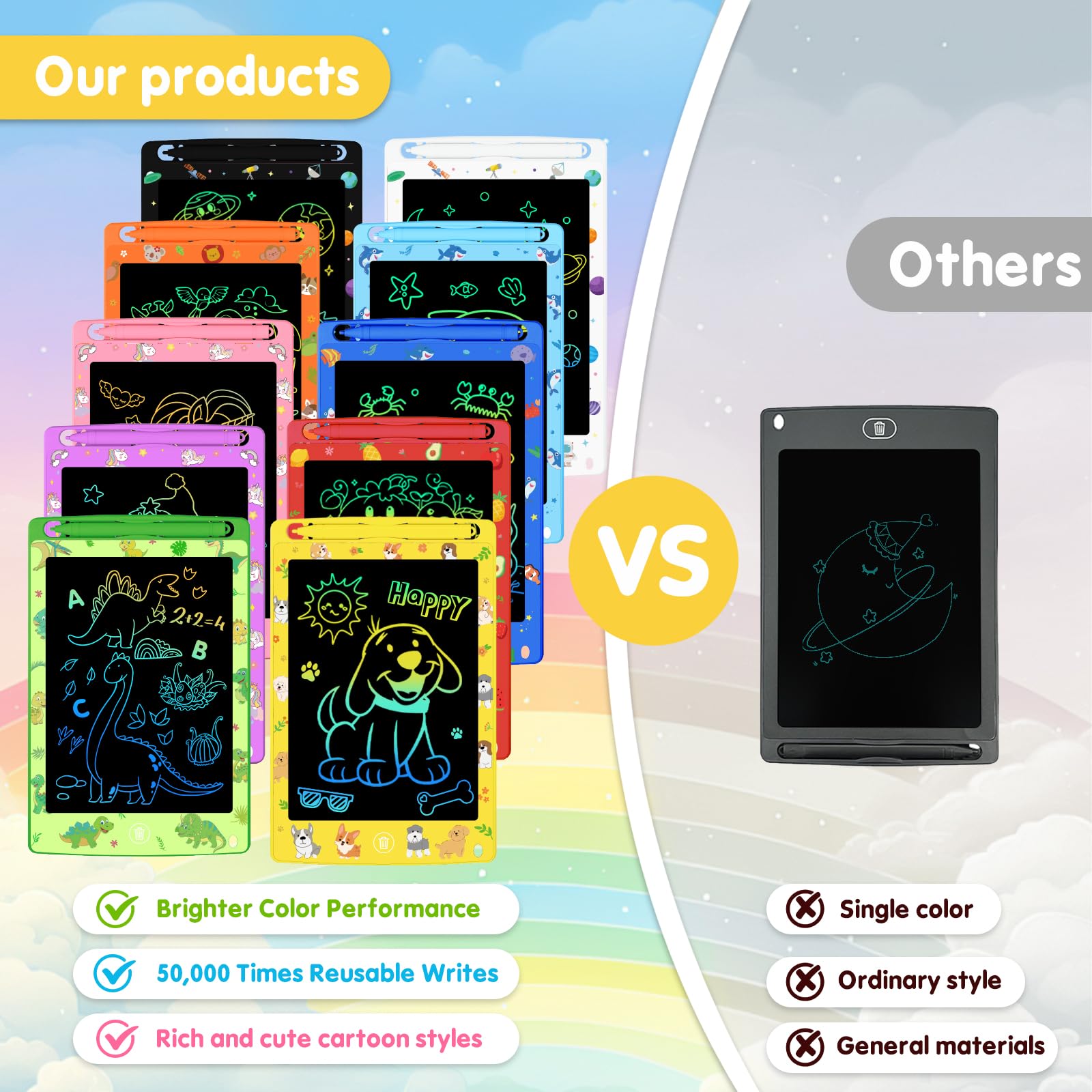 Easy erase and save lock features on MOOWALIS tablets for quick content control.