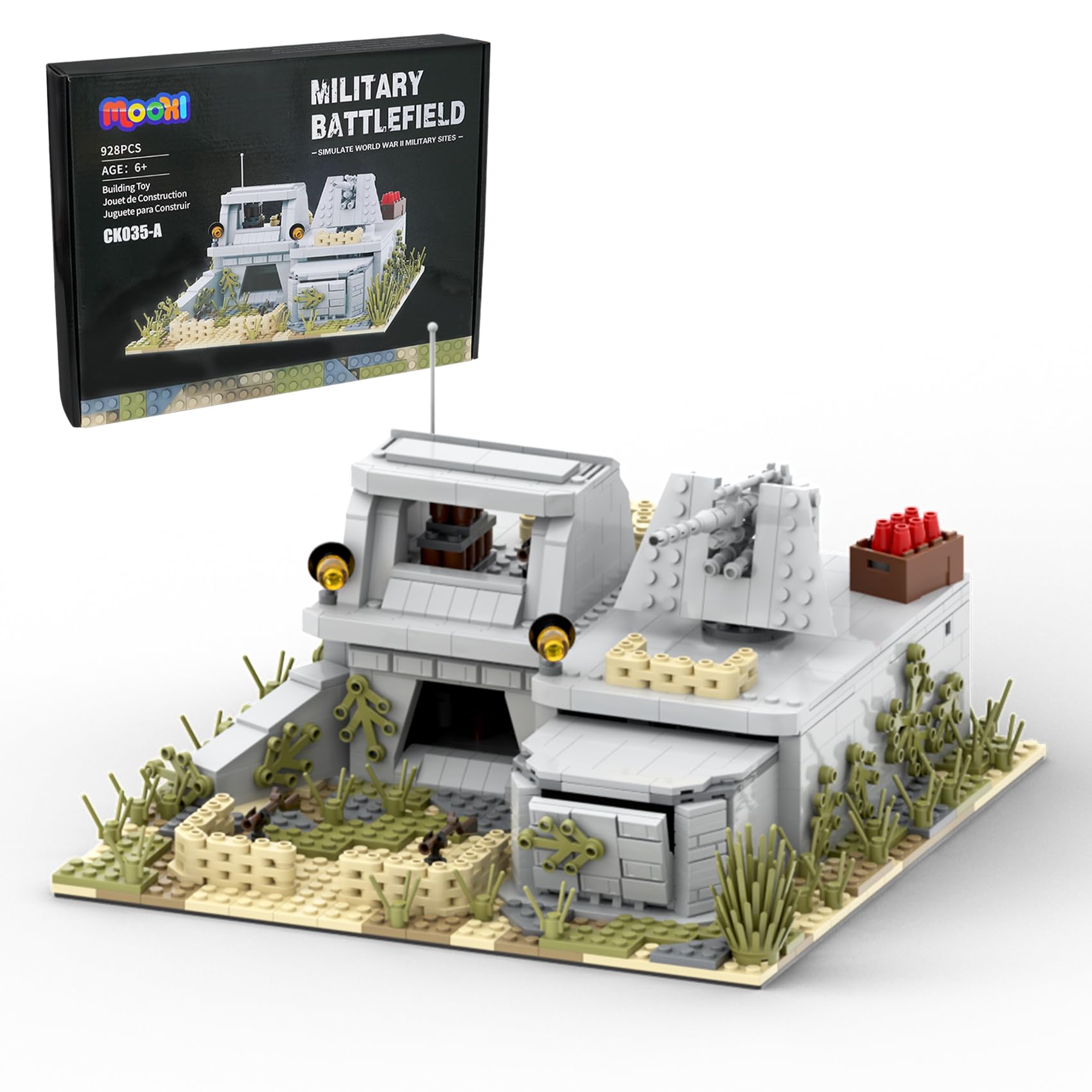 MOOXI WW2 Battle Fort Set aids immersive, imaginative play with 928 pieces.