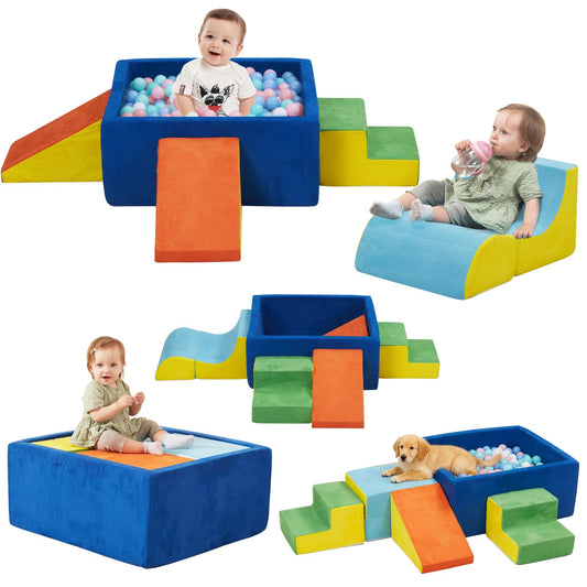 MOOZHEALTH 6-piece foam climbing blocks with ball pit for toddlers safely exploring