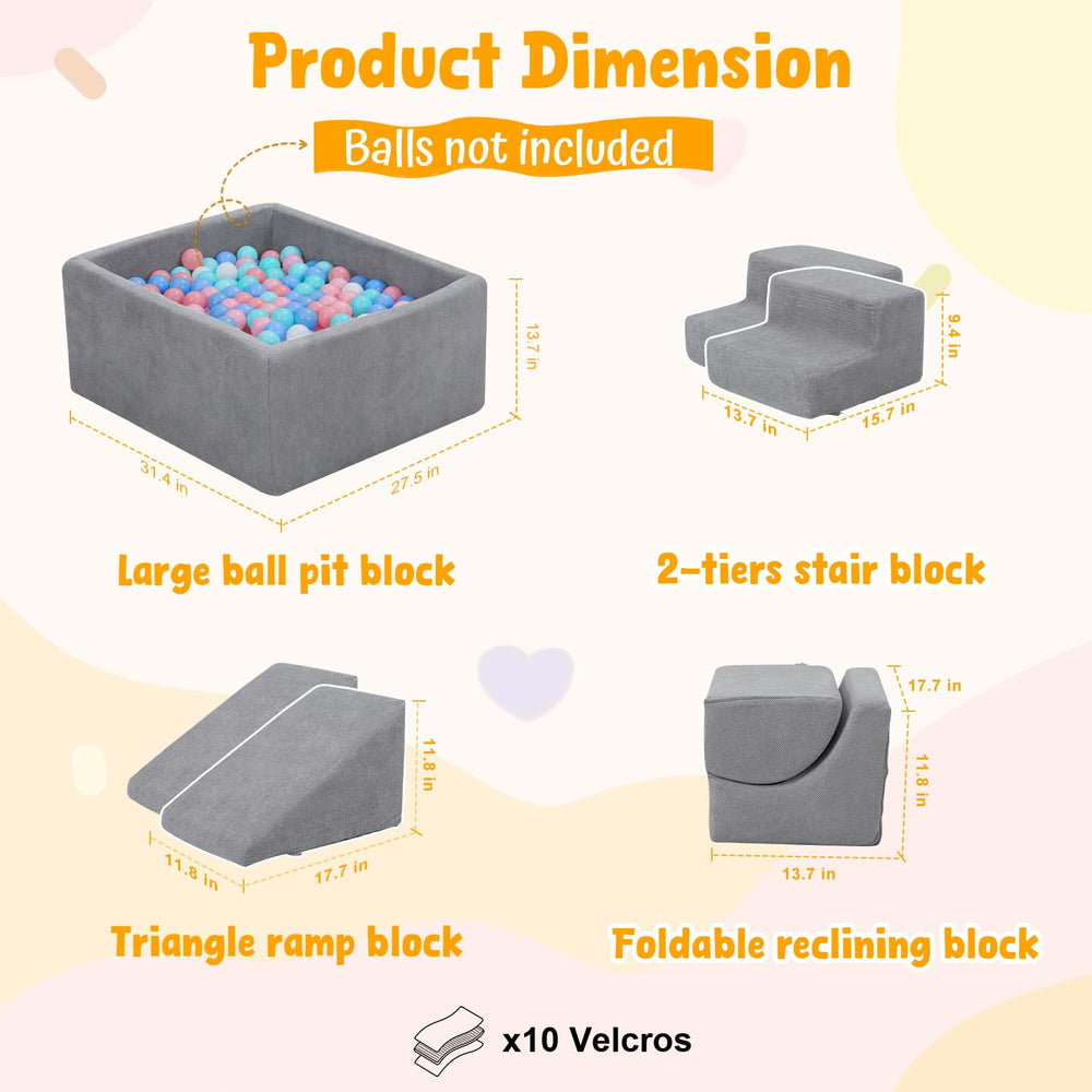 MOOZHEALTH gray 2-step module supports reaching, balance, and exploratory climbing