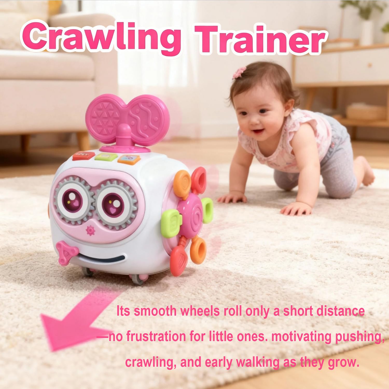 MoraBaby Busy Cube featuring pull-silicone-ropes for tactile feedback.