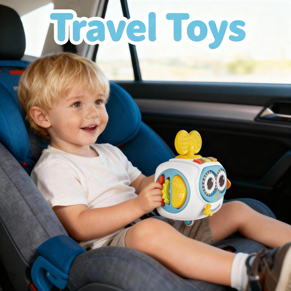MoraBaby Robot Busy Cube travel-friendly design keeps little ones engaged on the go.