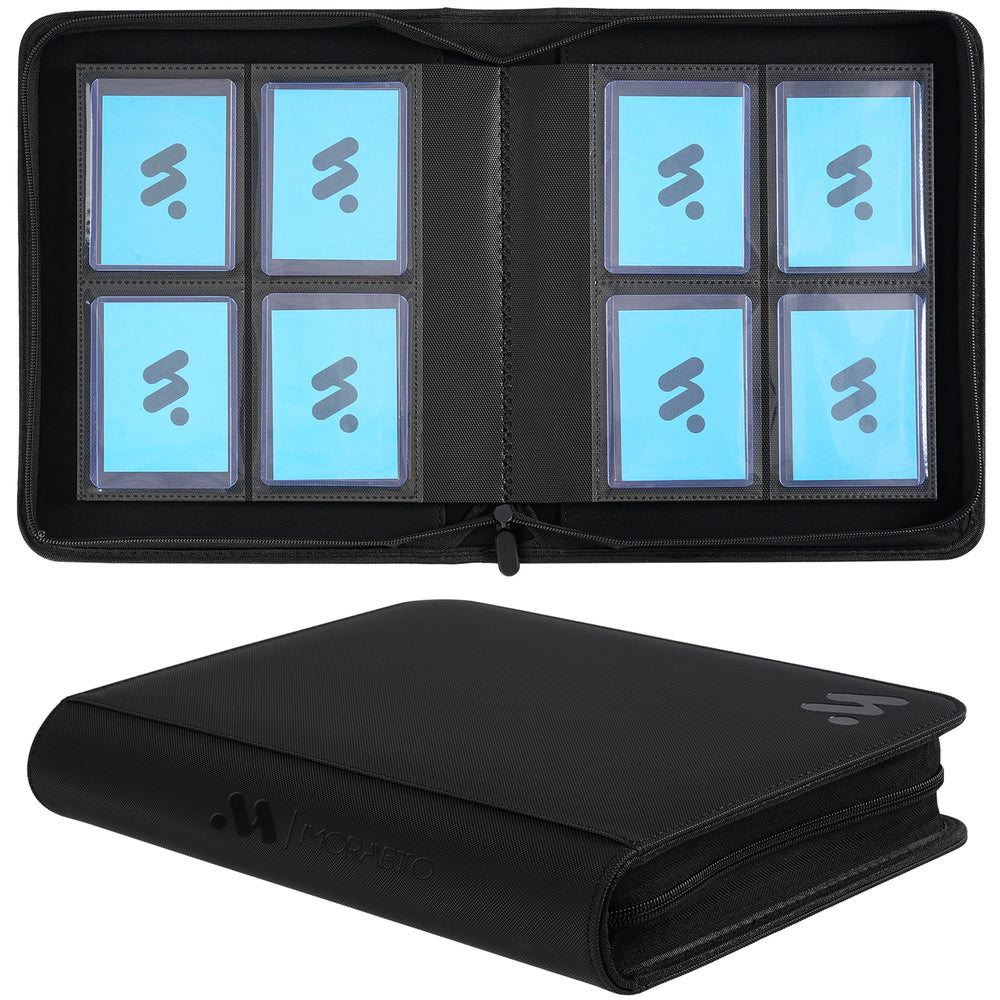 MORABTO 4-pocket top loader binder cover protects cards with sturdy PU leather