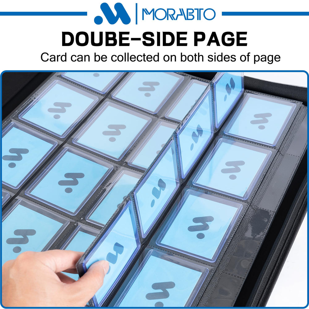 MORABTO internal pocket layout optimized for 3x4 toploaders