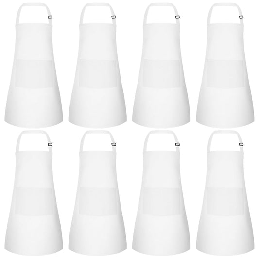 Morcheiong 8-pack adjustable white kids apron for mess-free cooking and art.