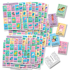 More Fiesta Baby Shower Bingo boards: 40 colorful, reusable game mats for gatherings.