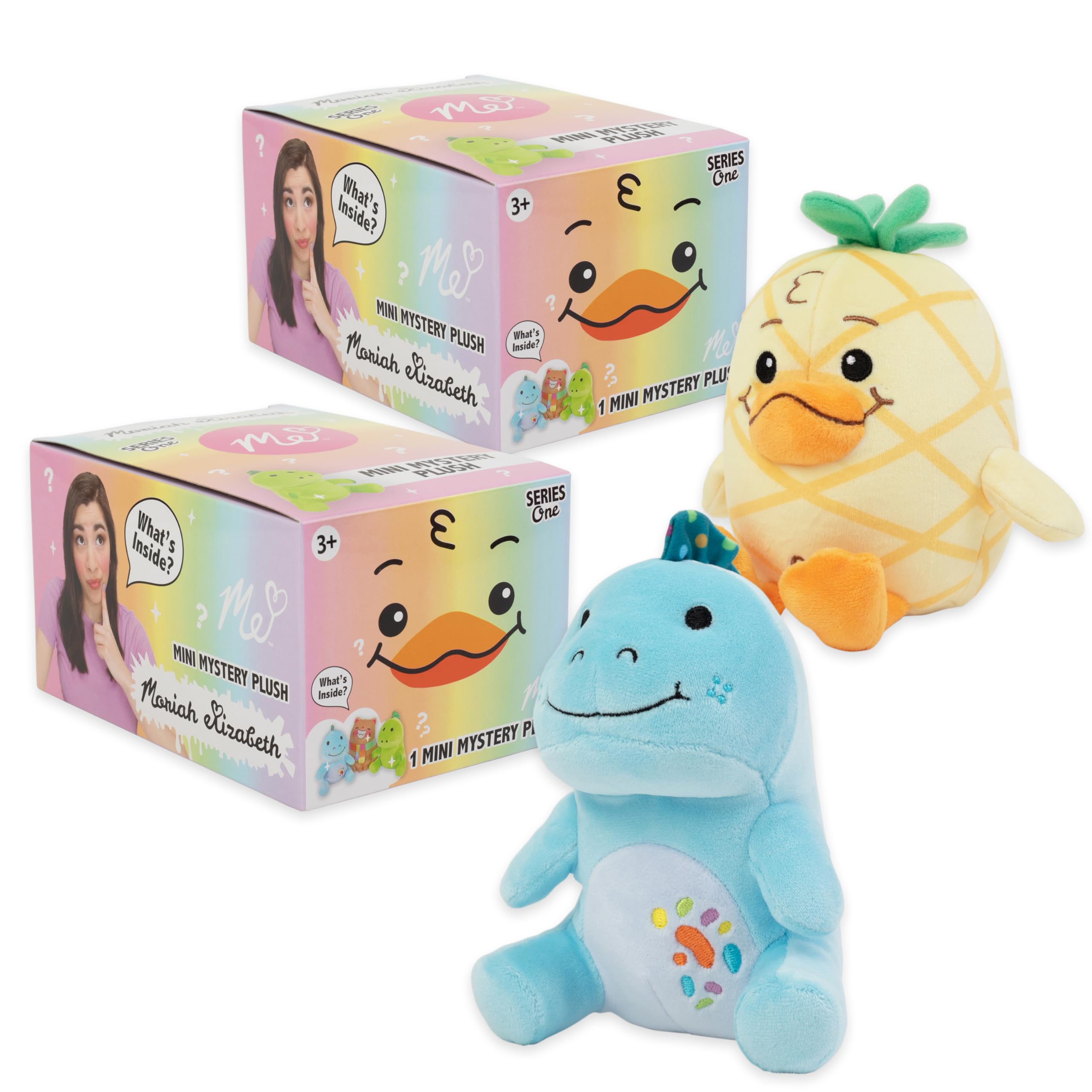 Moriah Elizabeth mystery plush two-pack box showing unboxing anticipation and soft textures.