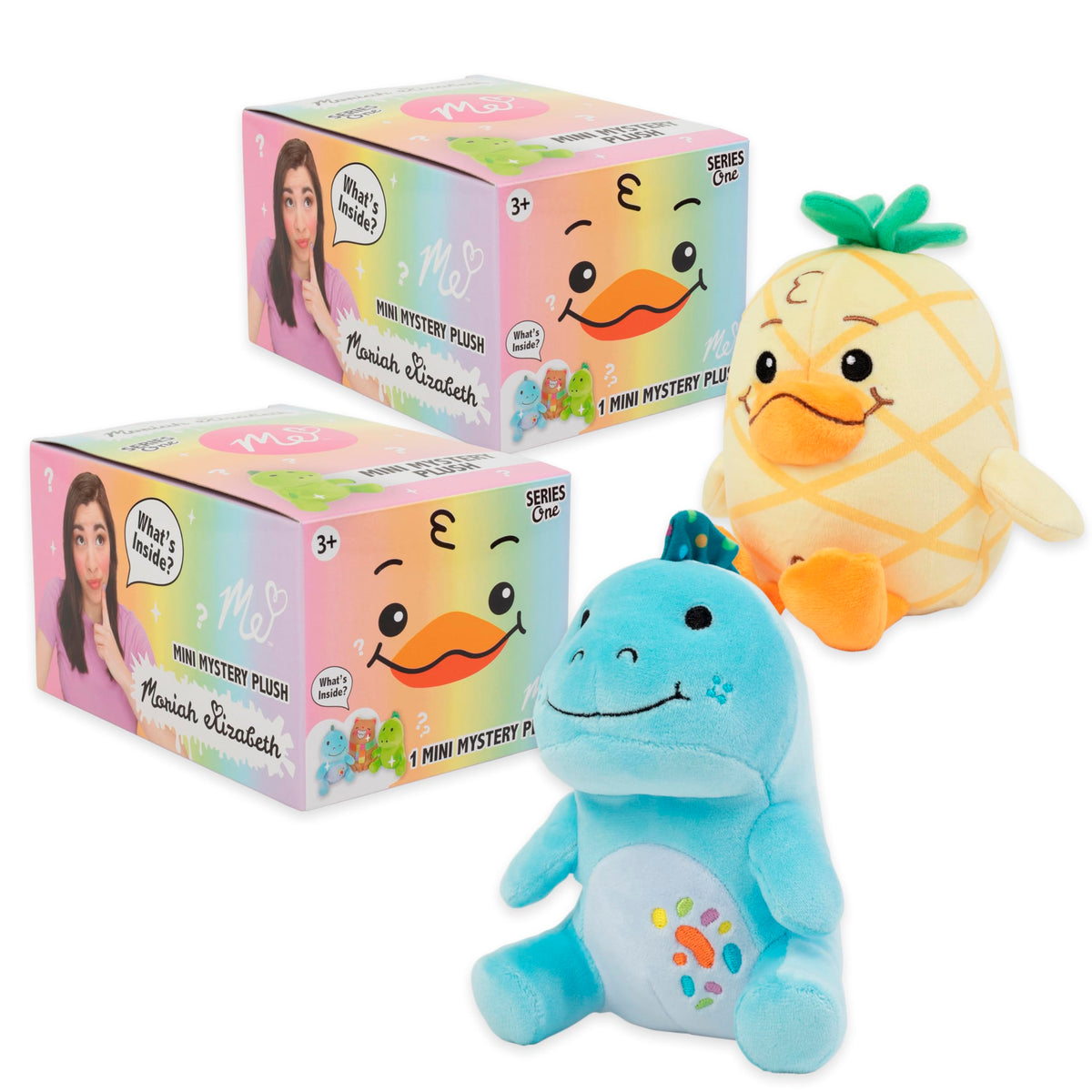 Moriah Elizabeth mystery plush two-pack box showing unboxing anticipation and soft textures.