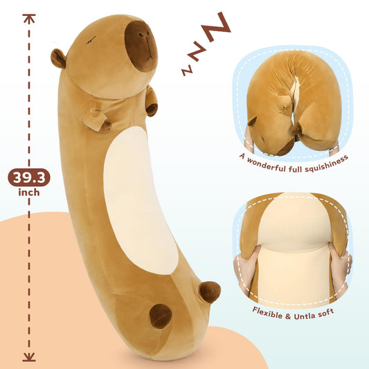 MorisMos Capybara Pillow side view showing back support during TV time