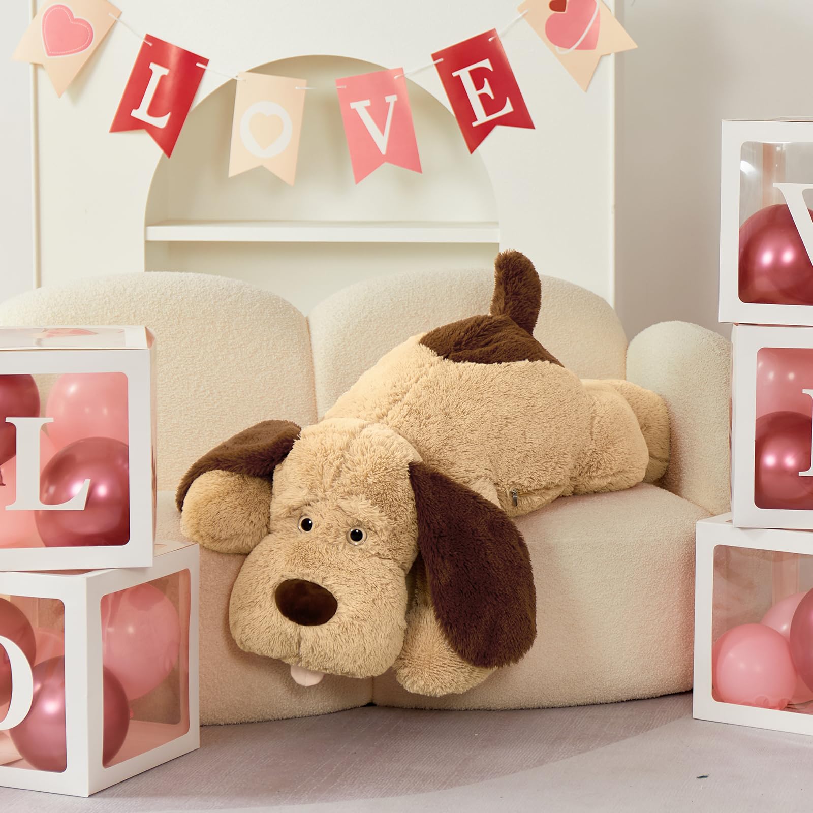 MorisMos floppy ears dog plush adds charm and soft texture for hugs.