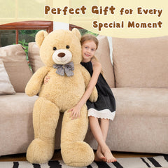 MorisMos giant teddy bear in cozy bedroom scene for bedtime comfort